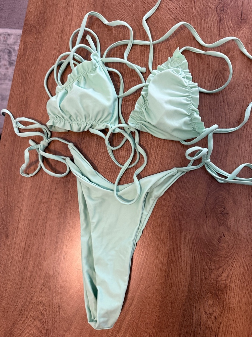 Light Mint Green String Bikini Set